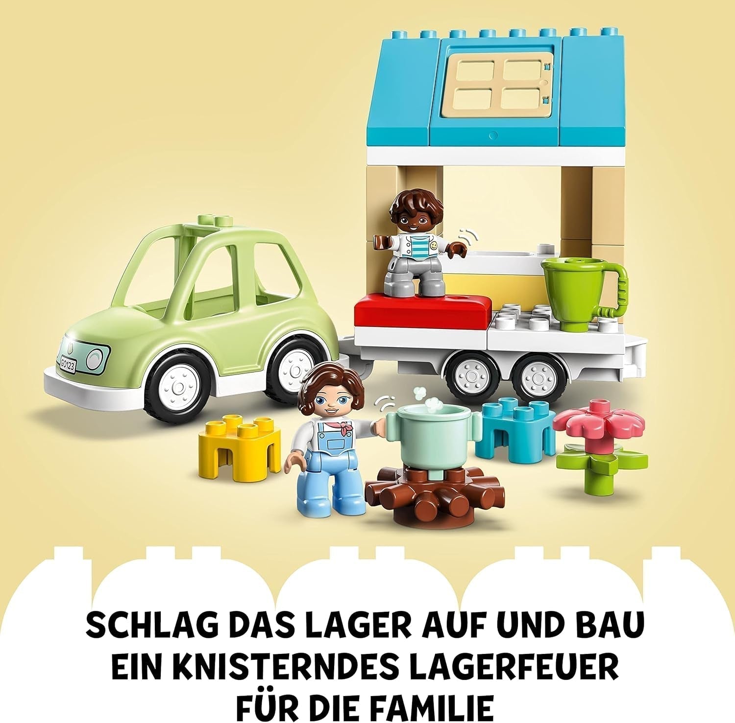 LEGO 10986 DUPLO En Casa Sobre Ruedas, coche de juguete con ladrillos grandes, figuras y coche de juguete para niños y niñas a partir de 2 años, desarrolla la motricidad fina Juegos de construcción Besuche den LEGO-Store
