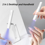 Denabuty Lámpara UV para Esmalte de Uñas de Gel, Mini Lámpara LED U V para Reemplazo de Uñas con Soporte Tragbare Pequeña Lámpara de Uñas UV para Esmalte de Uñas de Gel, para Aushärten Von Nagelkleber y Nail Tips Blanco