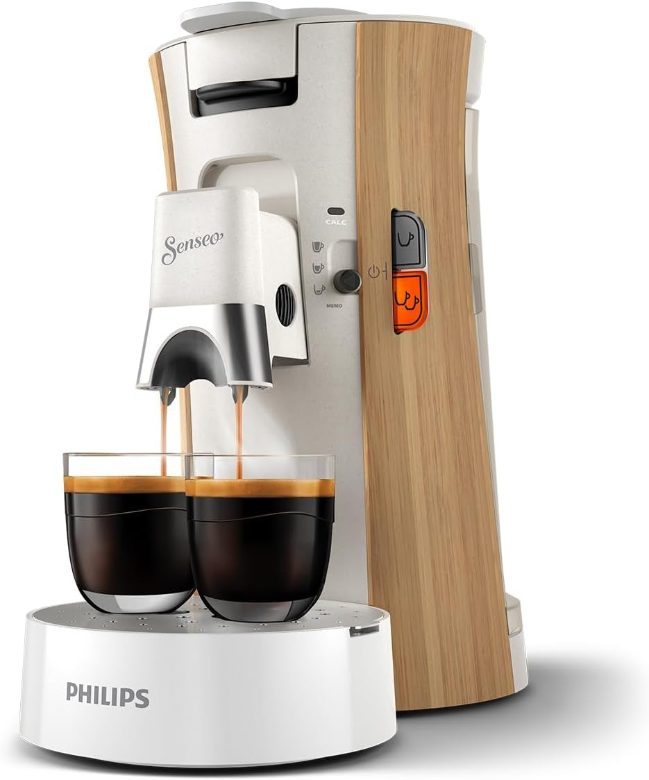 Cafetera espresso con cápsulas PHILIPS Senseo Select - Intensity Plus, con función Memo para 3 especialidades de café, Crema Plus, producto ecológico, alta calidad, blanco sedoso (CSA240/05)