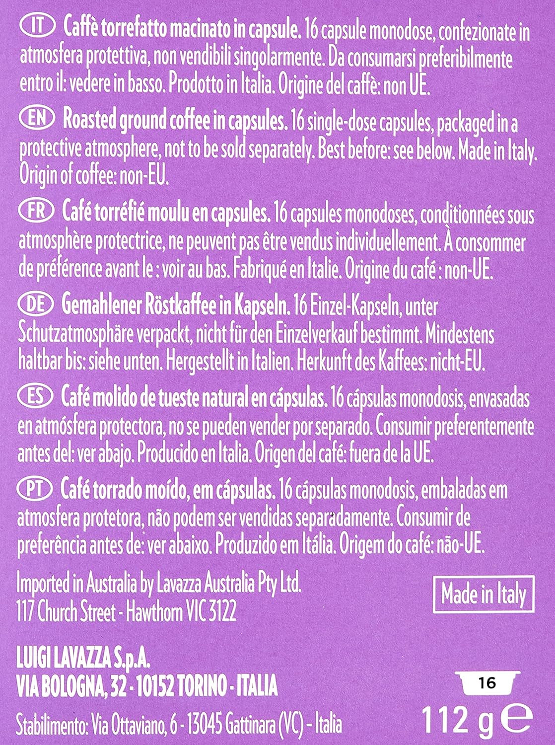 Lavazza A Modo Mio Espresso Soave, 1 x 16 Cápsulas (1 x 112 g)