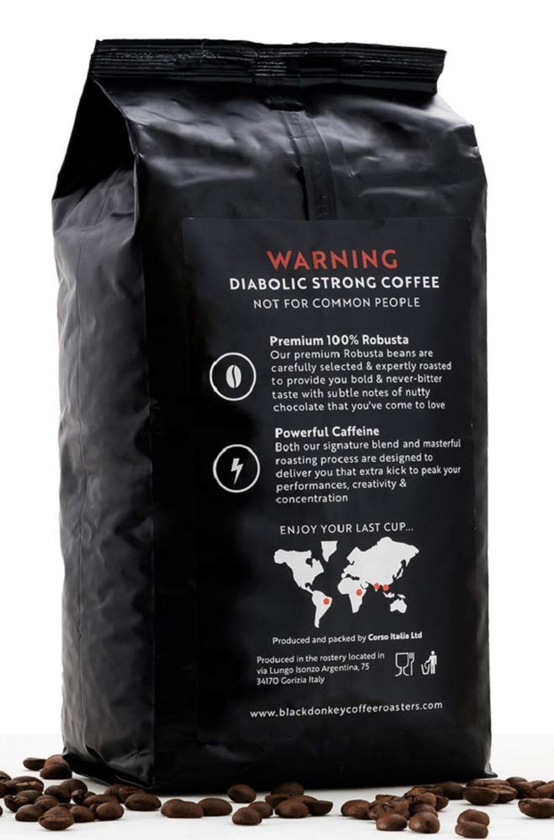 ASADO DEL DIABLO | Café en grano 1KG | Café extremadamente fuerte | Café con alto contenido en cafeína | Robusta premium de
