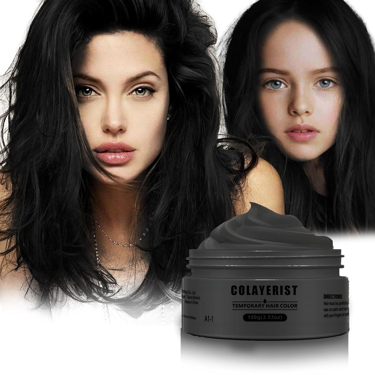 COLAYERIST Tinte para el cabello negro temporal lavable Cera para tinte para el cabello para hombres y mujeres Máscara para el cabello para fiestas o cosplay Productos para teñir el cabello sin desorden Tinte para el cabello Naty Shop Negro