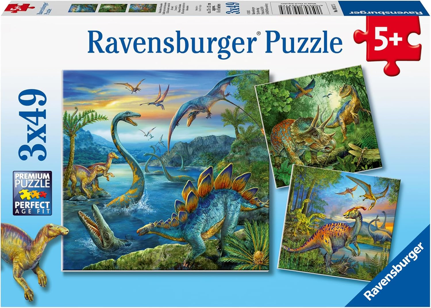 Ravensburger Puzzle para niños - 09317 La fascinación por los dinosaurios - Puzzle de 3 x 49 piezas para niños a partir de 5 años Puzzle Naty Shop Single