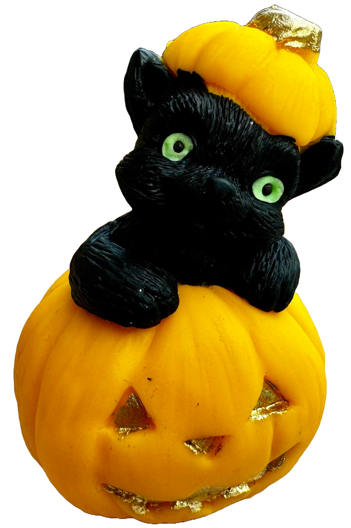 Decoración de pasta de azúcar comestible, calabaza y gato negro para decoraciones de pasta de azúcar de Halloween Naty Shop