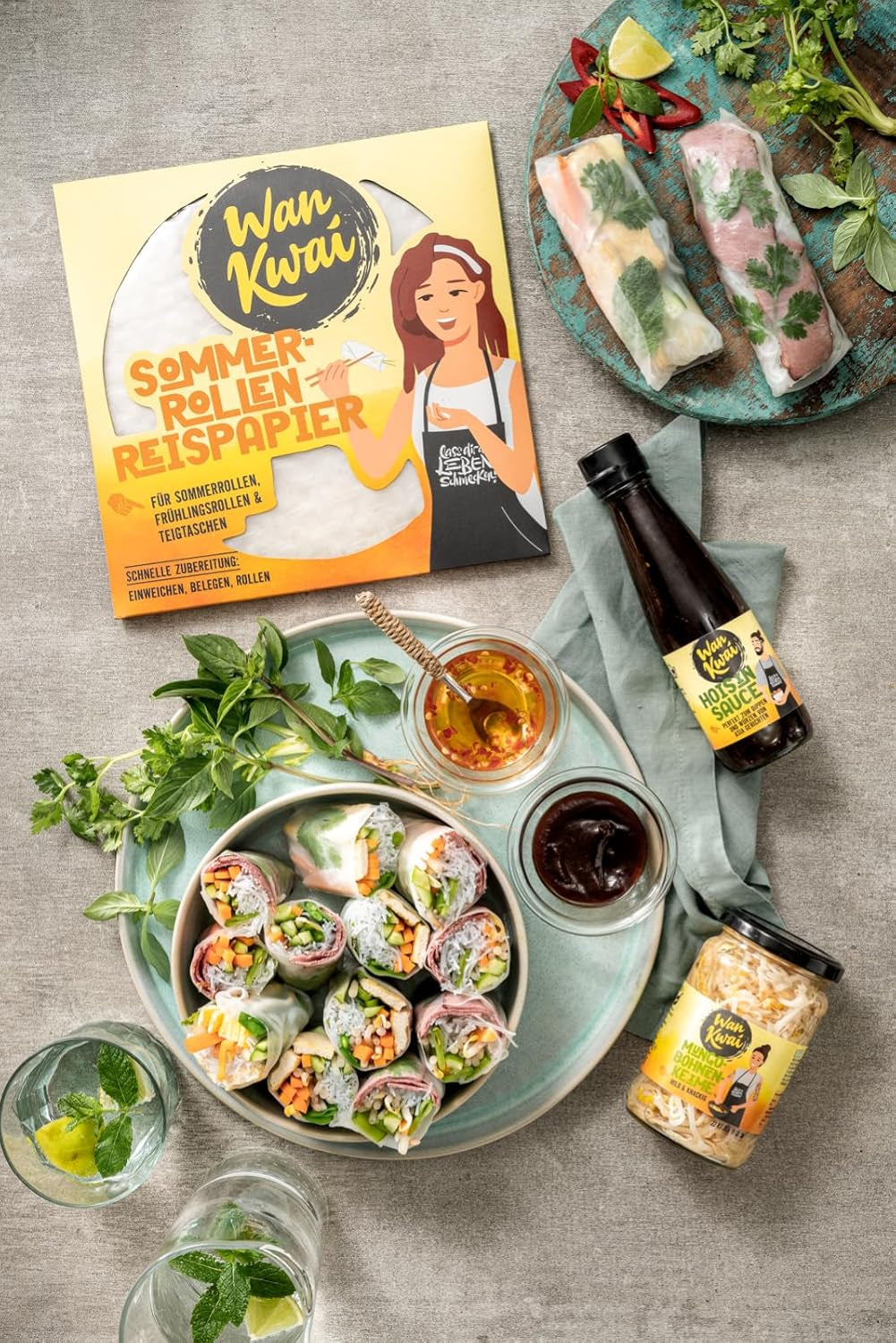 Papel de arroz Wan Kwai Summer Roll 200 g: requiere un remojo ligero, perfecto para rollitos de primavera crujientes, panecillos frescos de verano o albóndigas al vapor
