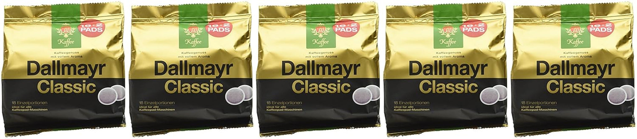 Kaffee Classic Kaffeepads 16 + 2, paquete de 5 (5 x 124 g)