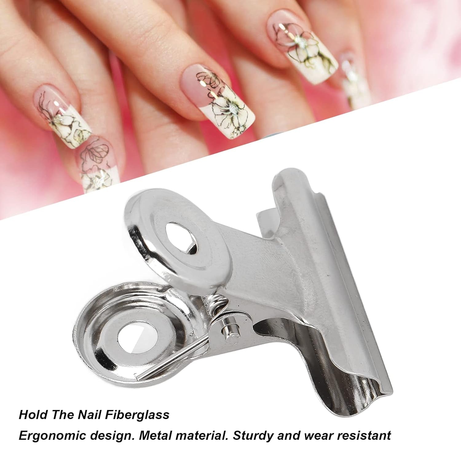10 piezas Clips de uñas Clip de metal Clip de extensión de uñas Herramienta de arte de uñas Fijador de fibra de vidrio Accesorios de arte de uñas Equipo práctico duradero Salón de bricolaje para el hogar