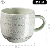 MÄSER 931744 Spicy Market Series, vajilla para 4 personas pintada a mano en diseño mediterráneo vintage, juego combinado de cerámica de 16 piezas, verde, gres