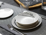 Servicio de mesa gráfica, 18 piezas para 6 personas, porcelana, blanco