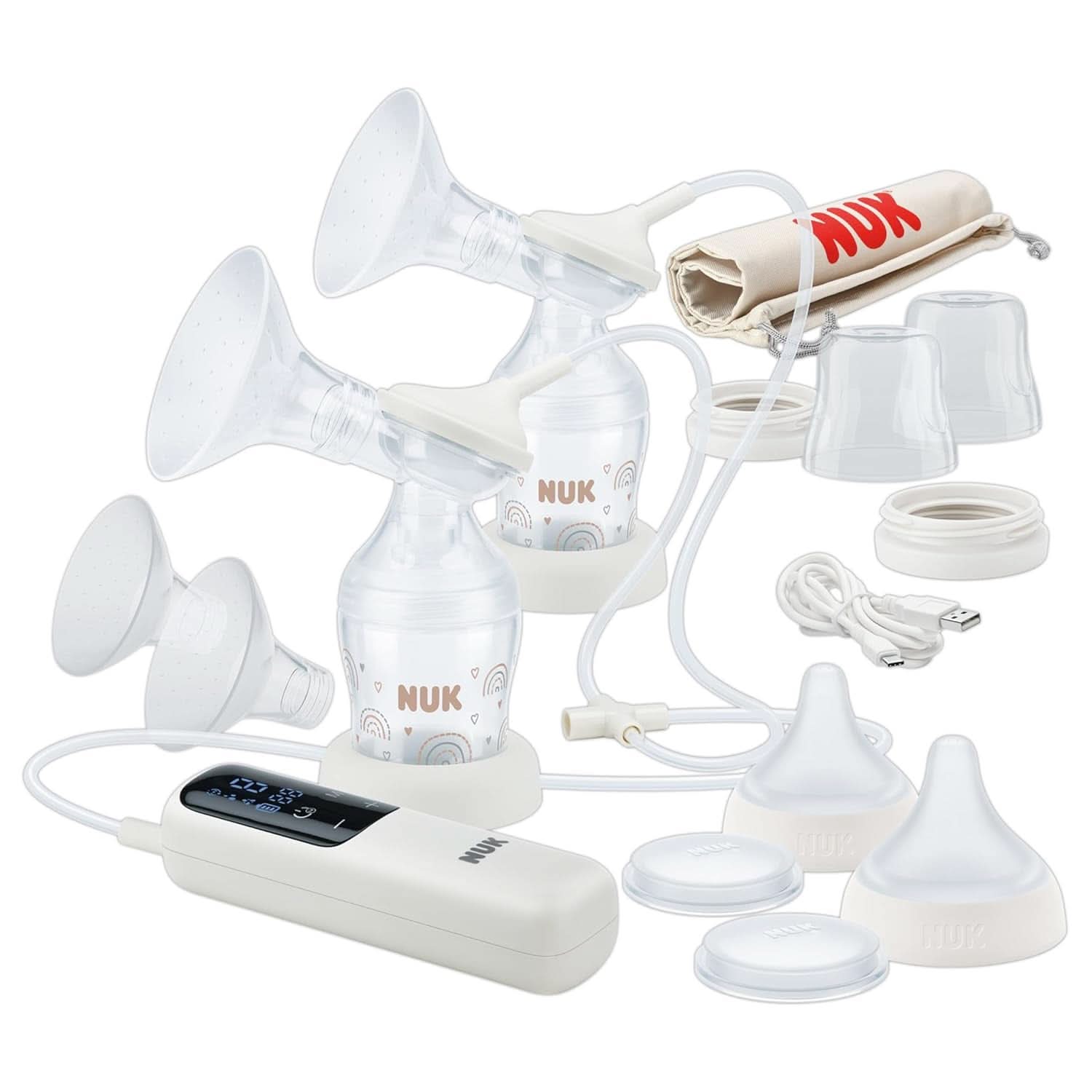 Set extractor de leche manual NUK, Almohada de silicona suave, 2 biberones perfectamente combinados, 150 ml Alimentación y accesorios de lactancia Bebe Naty Shop Doppel-Milchpumpe