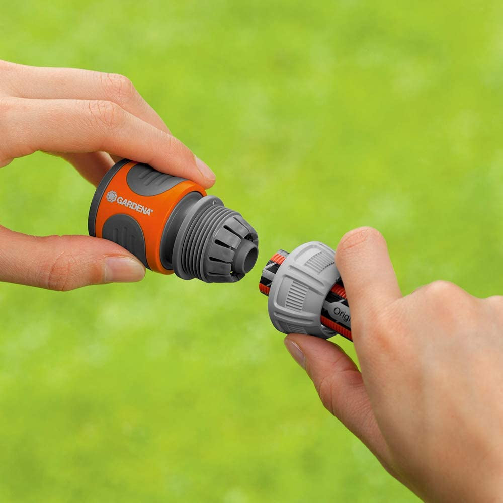 Juego de acoplamientos Gardena: Acoplamiento de manguera para extensiones de 13 mm (1/2 pulgada) y 15 mm (5/8 pulgada), incluso bajo alta presión de agua, fácil montaje (18283-20)