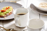 Ritzenhoff & Breker Levi Vajilla de 16 Piezas, Platos, Cuencos y Tazas para 4, Diseño Escandinavo con Fino Relieve Estriado, Vajilla Mix & Match, Porcelana, Blanco y Gris