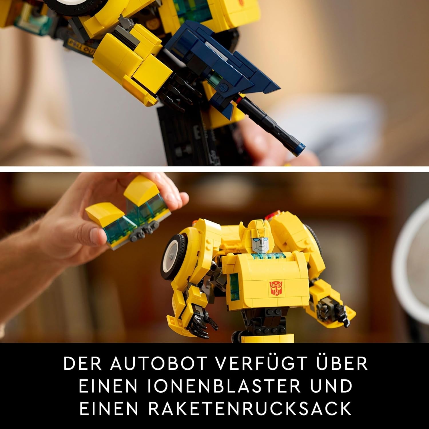 LEGO Icons Transformers Bumblebee, Figura de acción de robot coleccionable para adultos, Set de construcción de películas para fanáticos de la ciencia ficción, Se puede transformar en un automóvil, Juguete de aventuras 10338 Juegos de construcción Besuche den LEGO-Store