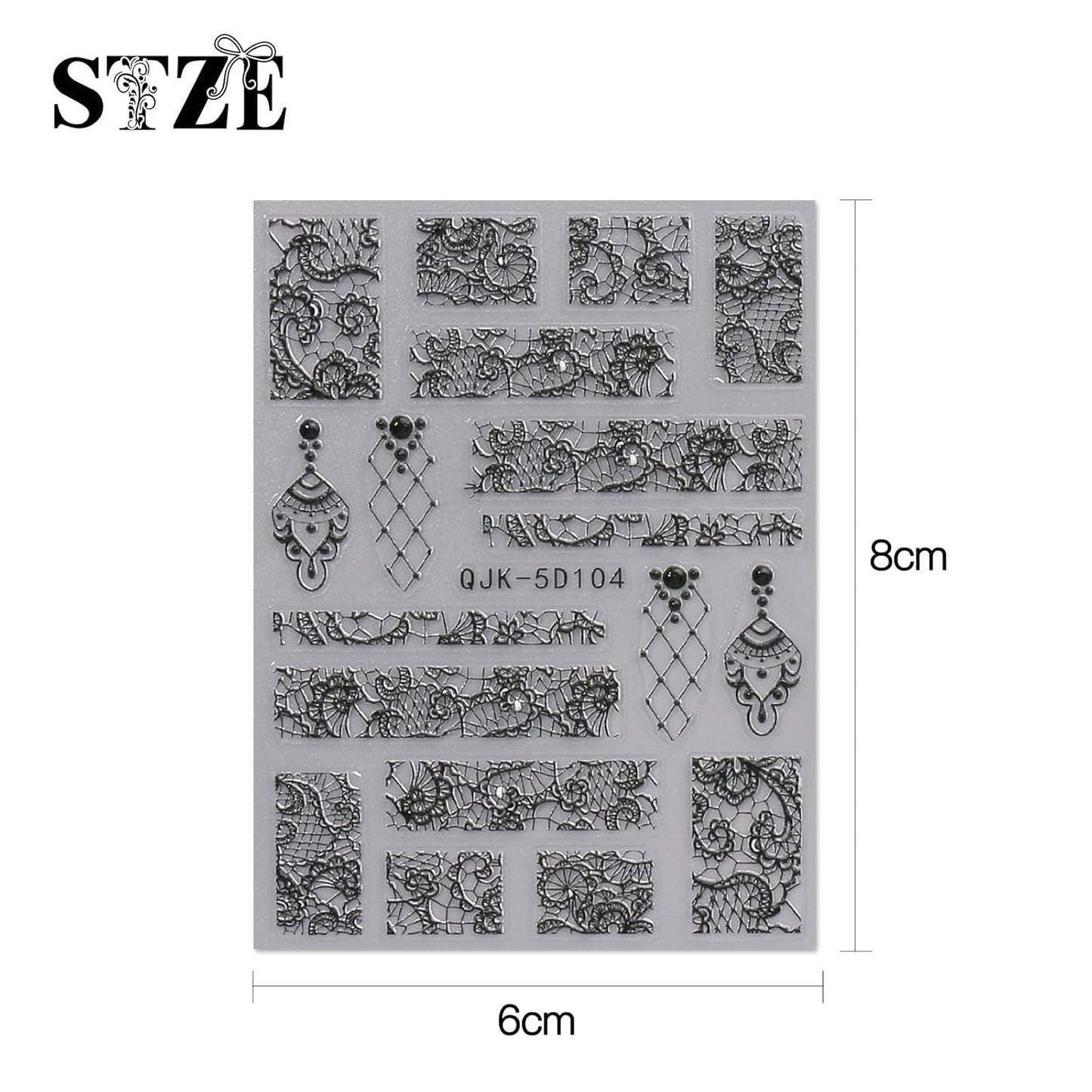 JMEOWIO 3D Nagelsticker Schwarz Weiß Blume Nail Art Sticker Selbstklebend Nagelaufkleber 5D Stereoskopisch Blumen Dekoration Nageldesign Zubehör 4 Blatt