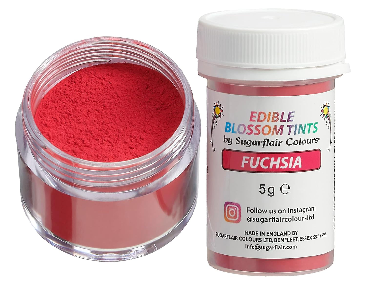 Sugarflair Blossom Tint Dust Fucsia Colorante alimentario en polvo - Colorante alimentario en polvo para decoración de pasteles, pasta de azúcar, fondant, glaseado, chocolate, crema de mantequilla, macarrones y más - 5G