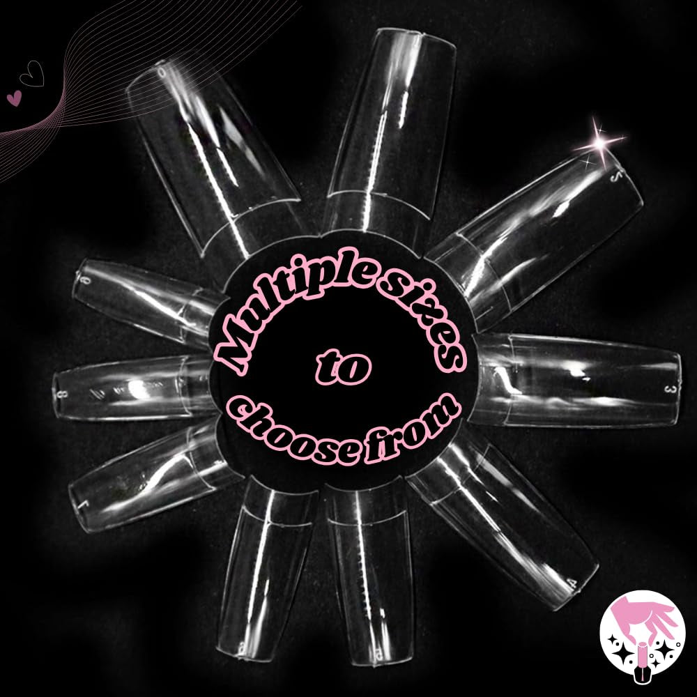 TRIXES 500 puntas de uñas de gel para uñas francesas, puntas acrílicas transparentes para manicura DIY, 10 diseños diferentes