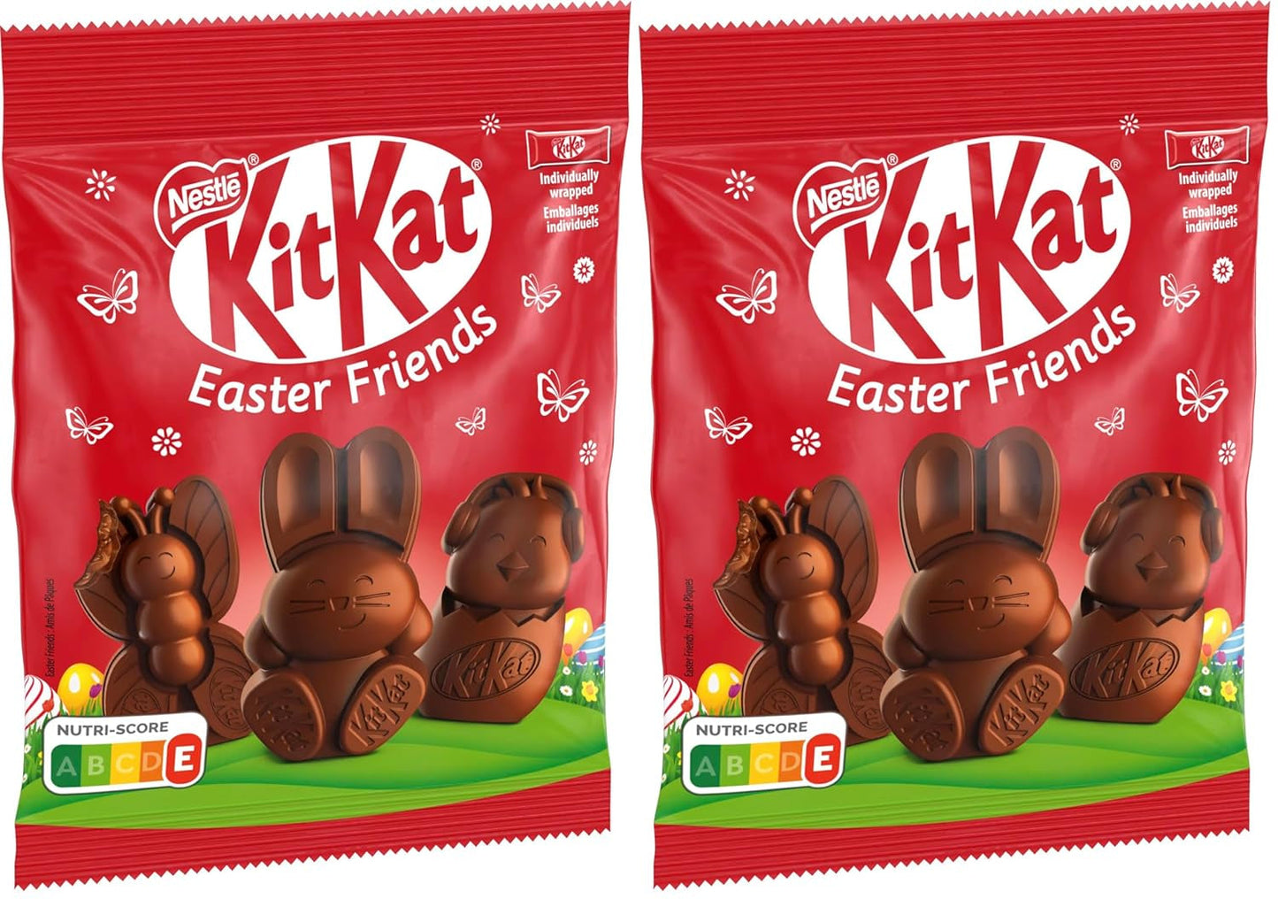 Mini figuras de Pascua de chocolate con leche y trozos crujientes de NESTLÉ, paquete de 2 (1 x 65 g)