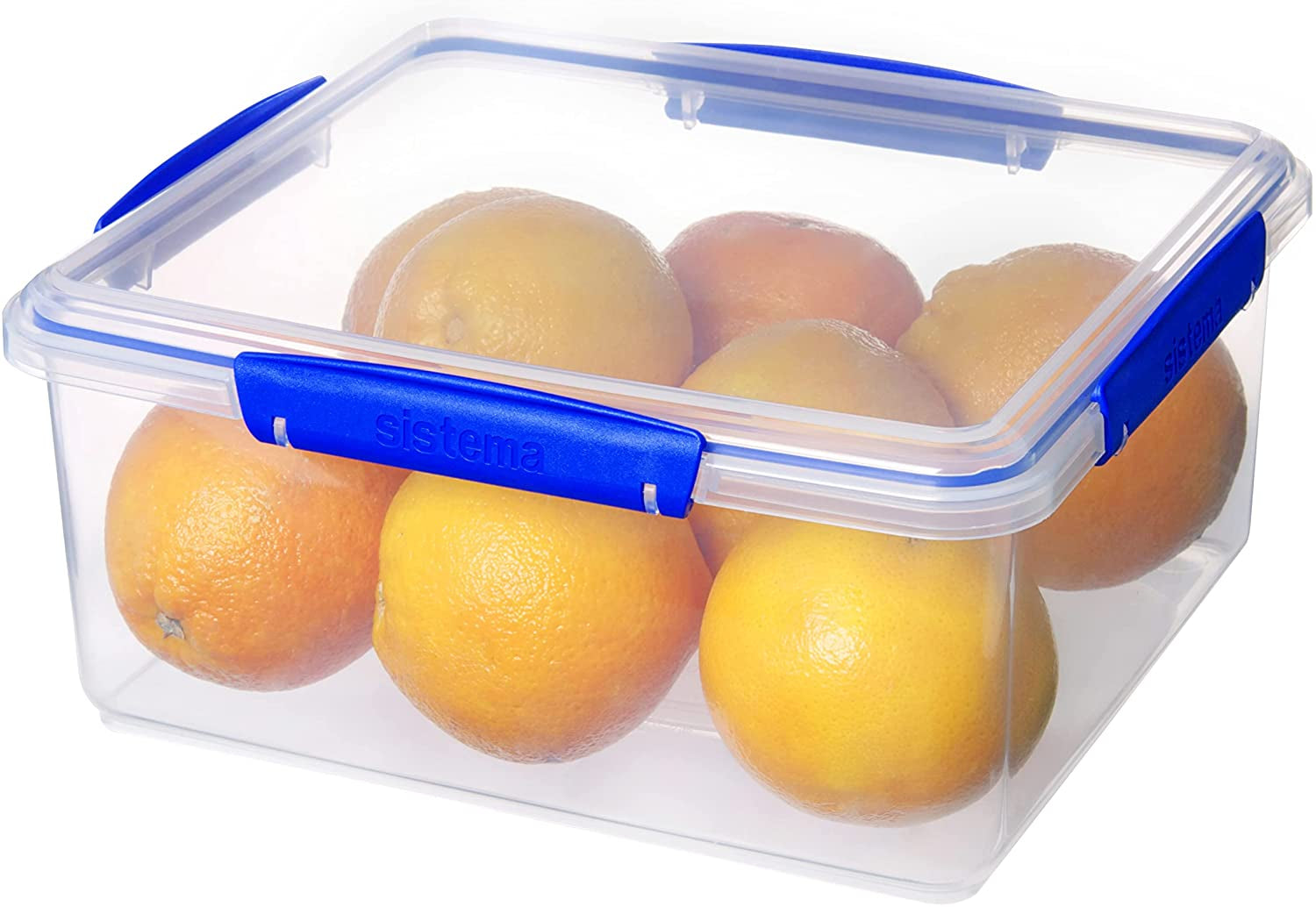 KLIP IT System Tarro de almacenamiento de alimentos, 5 litros, apilable, a prueba de fugas, con tapa, apto para frigorífico/congelador, sin BPA, plástico, clips azules, 1 pieza (paquete de 2) Cajas de almacenamiento de alimentos Naty Shop