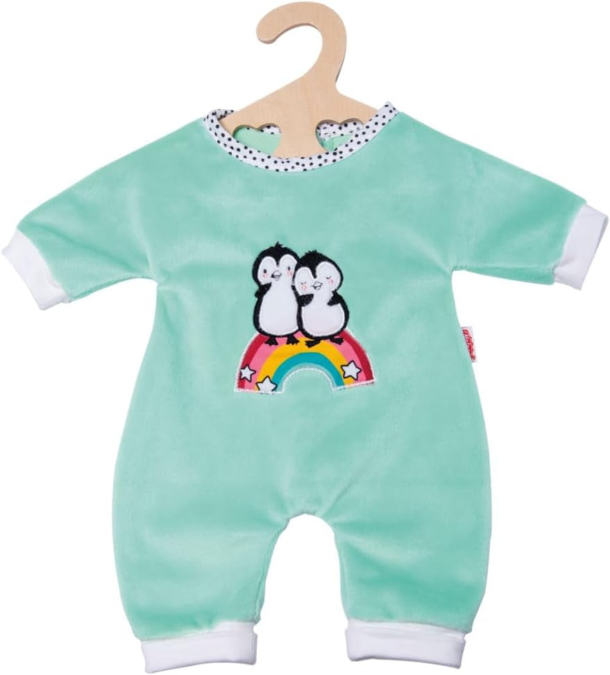 Heless 1181 - Mono para Muñeca con Diseño de Pingüino de Lunares Hecho de Suave Terciopelo con Bordado de Alta Calidad Talla 28-35cm