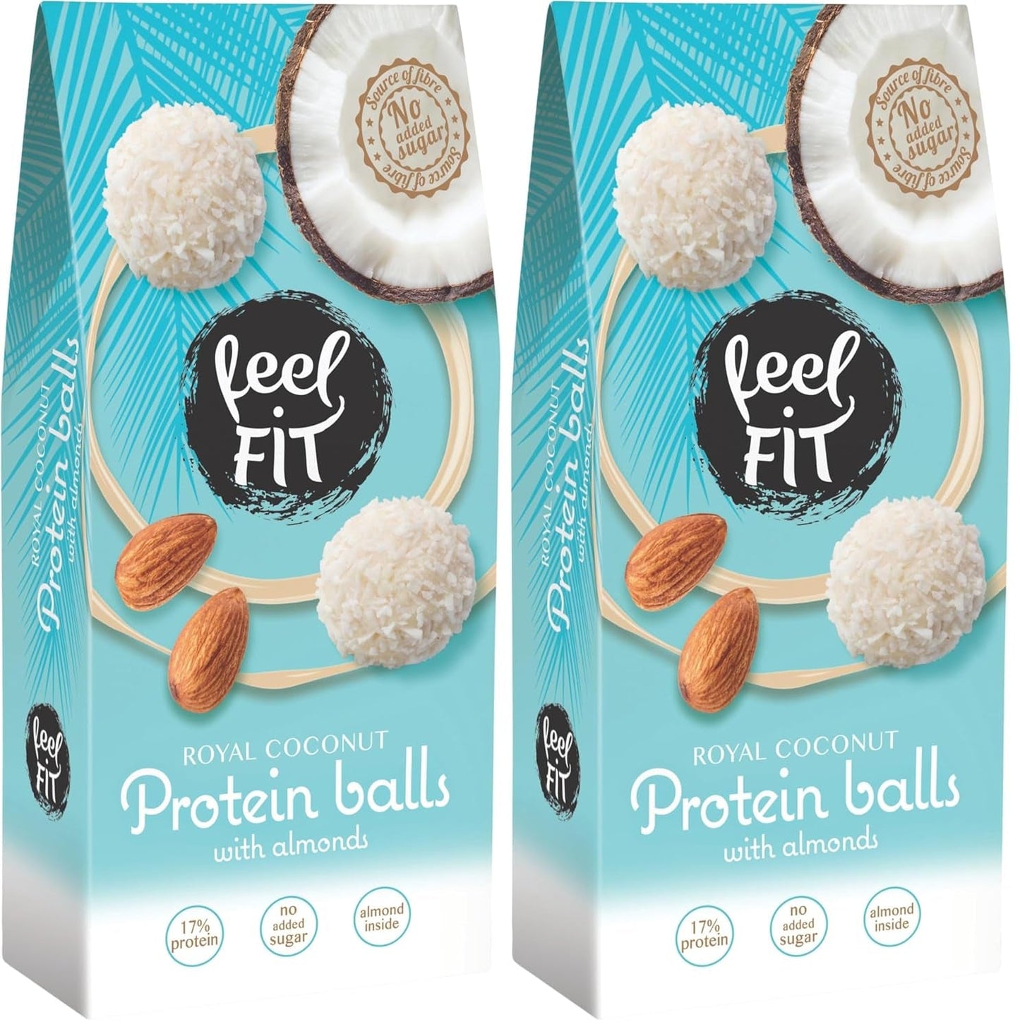 Bombones de coco con almendras sin azúcar, siéntete FIT, sin azúcares añadidos, 17% proteína, 63 g