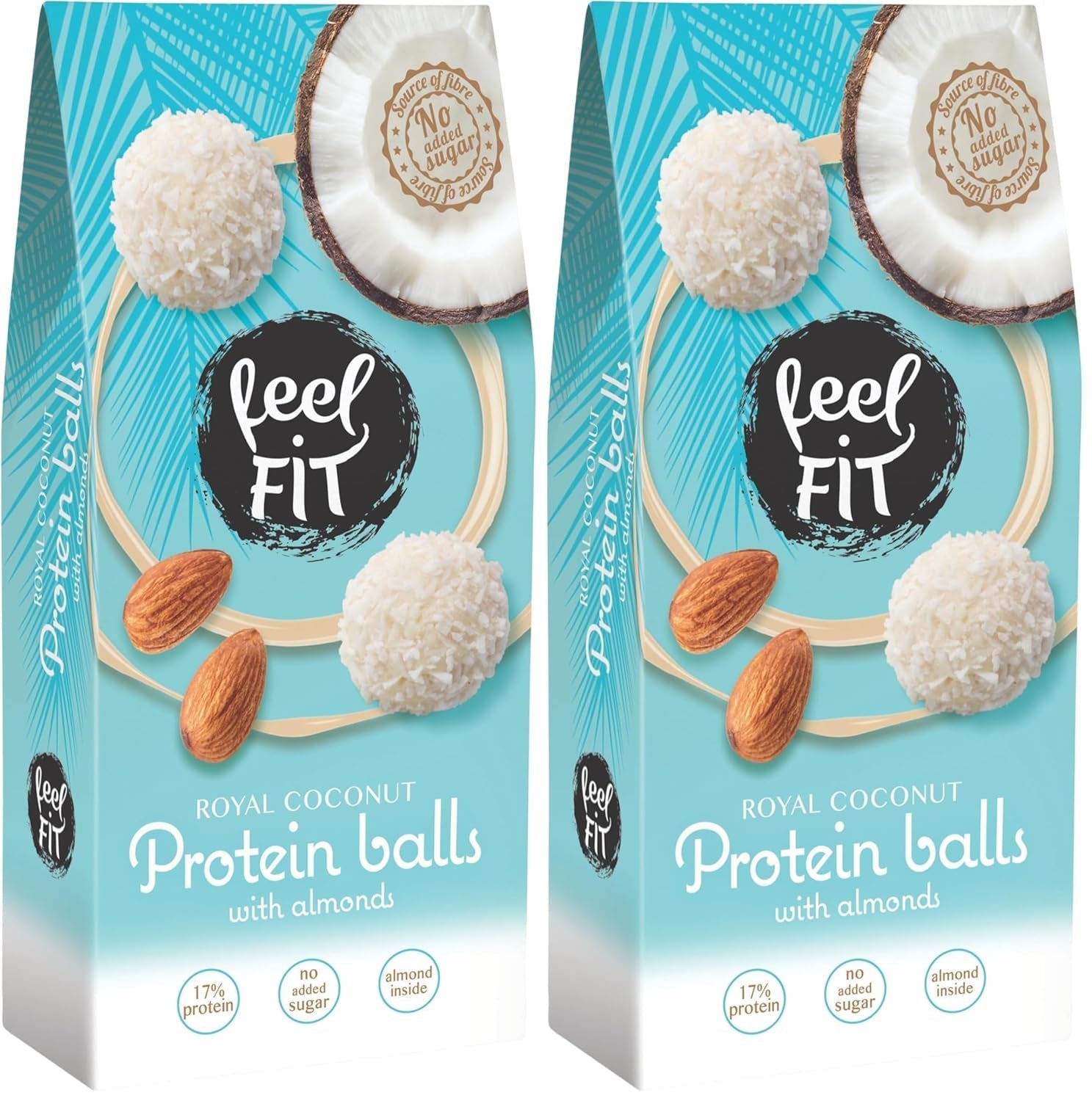 Bombones de coco con almendras sin azúcar, siéntete FIT, sin azúcares añadidos, 17% proteína, 63 g