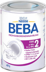 BEBA Fórmula para bebés prematuros etapa 2: bebés prematuros después del alta hospitalaria, alimentos para bebés, leche en polvo para bebés, 1 paquete (1 x 400 g)