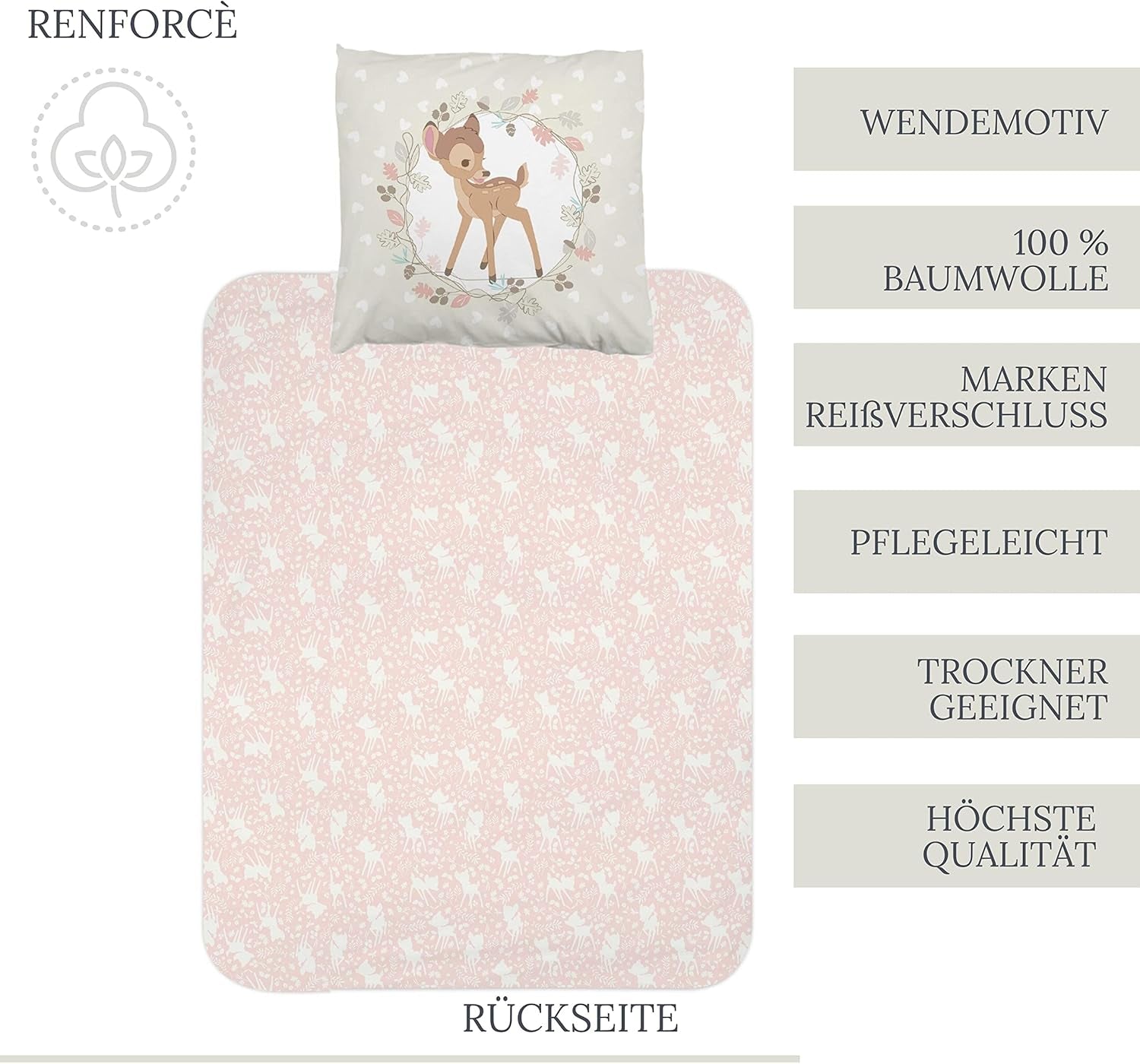 Ropa de cama para niña, Bambi, 100% algodón Ropa de cama - infantil Naty Shop
