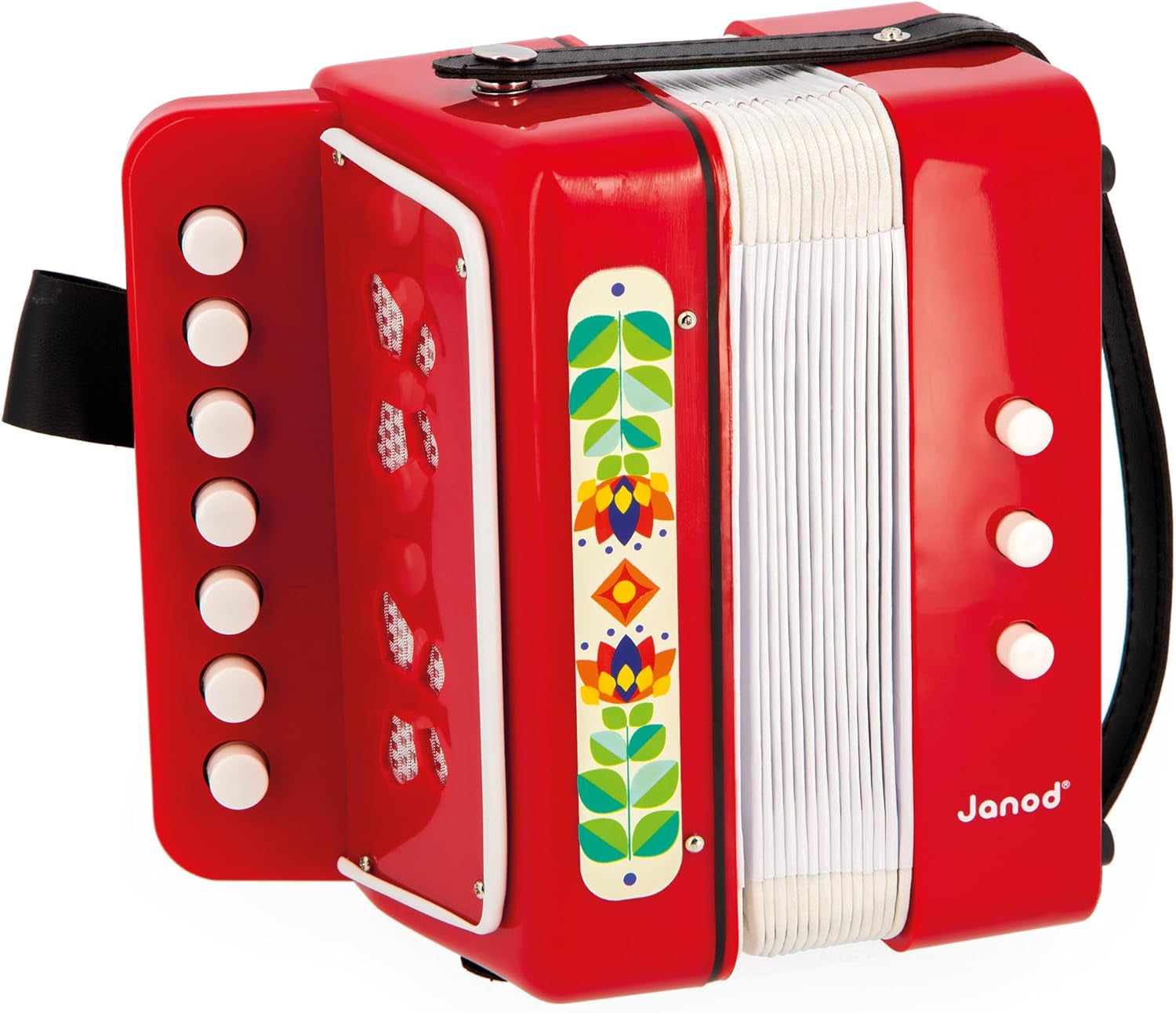 Janod - Acordeón Gioia - Instrumento musical para niños - Juego de roles y educación musical temprana - Con correa - A partir de 3 años, J07654 Jucarii Bebe Naty Shop