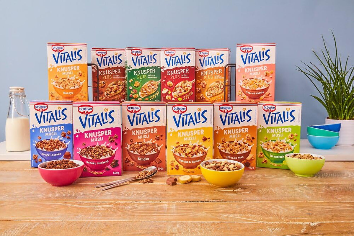 Dr. Oetker Vitalis Crunchy Honeys: Muesli crujiente con miel para desayunos y meriendas, paquete de 5 (5 x 600 g)