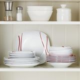 MALACASA Vajilla para 6, Vajilla de Porcelana Felisa 24 Piezas, Vajilla Moderna con 6 Platos Llanos, Platos de Postre, Platos Suma y Cuencos, Perfecto para Navidad y Uso Diario