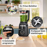 Batidora de pie Vitapower Serie 6 MMBD665B1, 45.000 U/Min, 6 programas Inkl Heiße Suppe & Reinigung, 2 L Mixbehälter, Stopfer, Spülmaschinenfeste Teile, Made in Europe, 1800W, Schwarz Kitchen Naty Shop