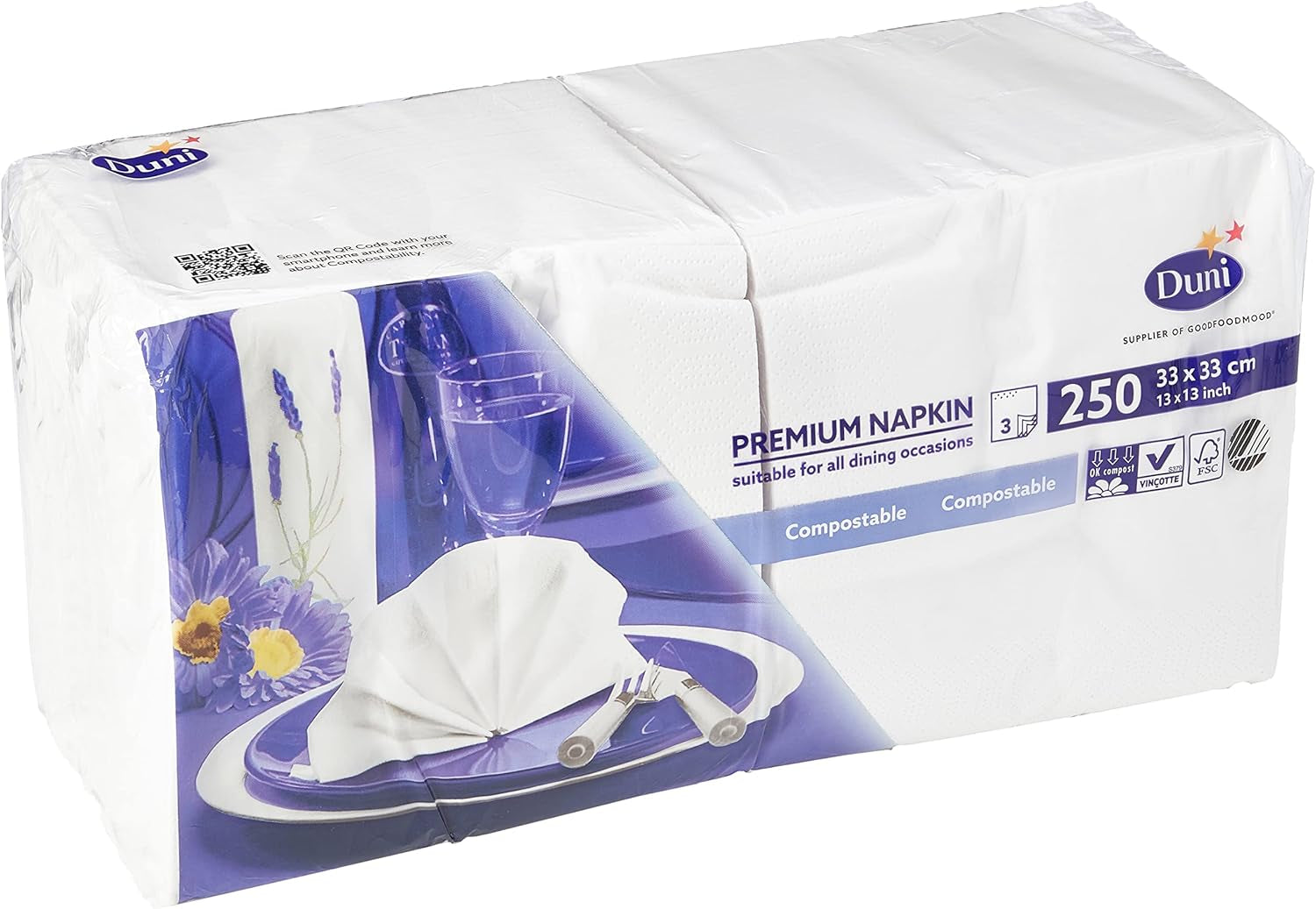 Servilleta, papel, blanco, 33 cm, 250