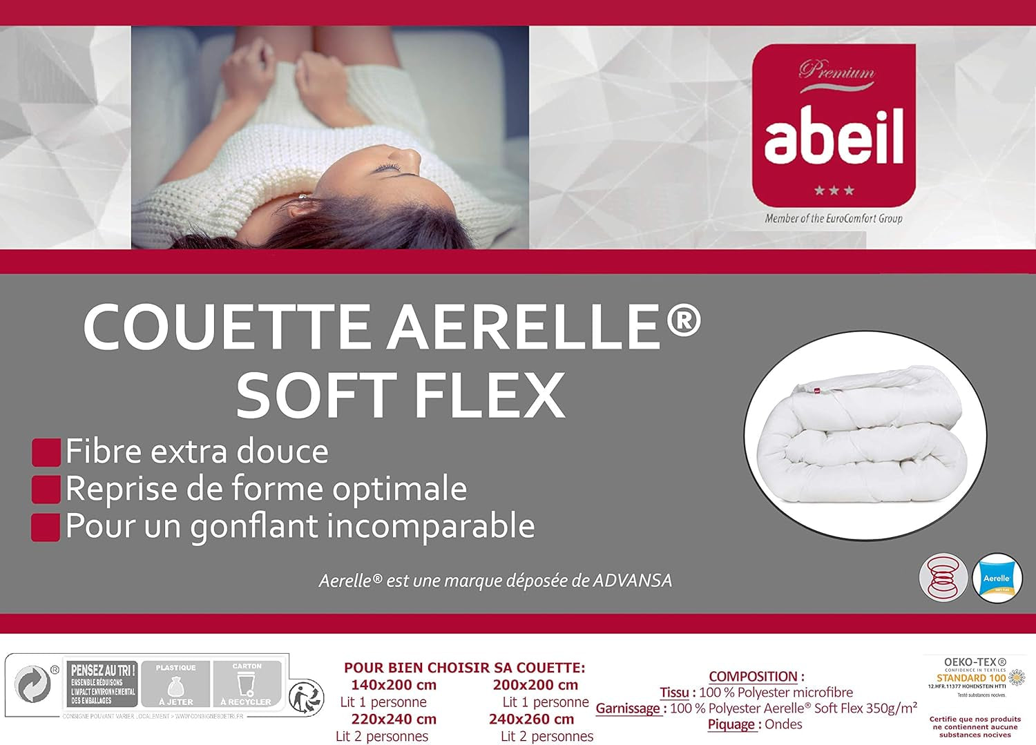Edredón Soft Flex, poliéster, blanco, 240 X 260 cm Edredones y edredones Naty Shop