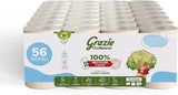Grazie Natural Papel Higiénico Econatural, 56 Rollos, Papel Higiénico Reciclado Fibrepack, 100% Ecológico, Eco-Friendly, Certificado Ecolabel y FSC Reciclado, Hecho en Italia