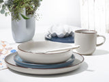 CreaTable, 21016, serie Modern Scandic Blue-Grey, juego de vajilla de 16 piezas, servicio combinado de porcelana, apto para lavavajillas y microondas, fabricación de calidad