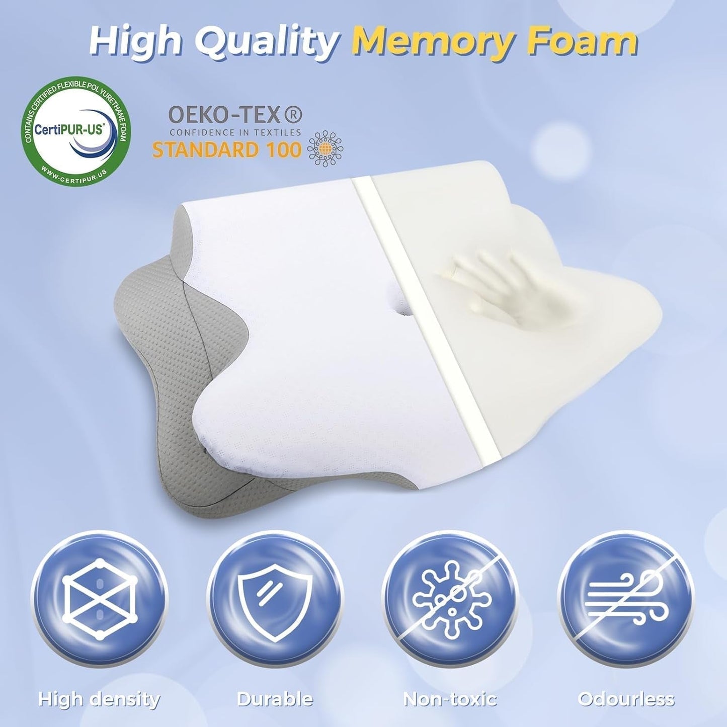 SAHEYER Almohada cervical 2 en 1 Almohada ergonómica de apoyo para el cuello y almohada enrollable para el cuello Almohada ortopédica para personas que duermen de lado Almohada de espuma viscoelástica para personas que duermen de lado Espalda y estómago Almohadas cervicales ortopédicas Naty Shop