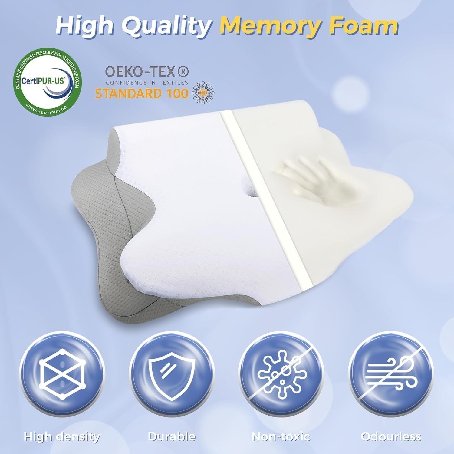 SAHEYER Almohada cervical 2 en 1 Almohada ergonómica de apoyo para el cuello y almohada enrollable para el cuello Almohada ortopédica para personas que duermen de lado Almohada de espuma viscoelástica para personas que duermen de lado Espalda y estómago Almohadas cervicales ortopédicas Naty Shop