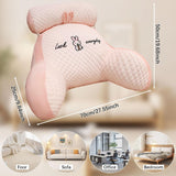 Almohada de lectura, almohada de cama, almohada de espalda extra grande para adultos de 70 x 50 cm para leer con rollo de cuello desmontable y brazo de apoyo, cómoda almohada de lectura para cama y sofá (rosa, extra grande)