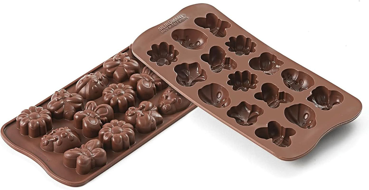 Silikomart 199199, molde para chocolate, modelo Spring, 15 bombones, Marrón Cocina Naty Shop