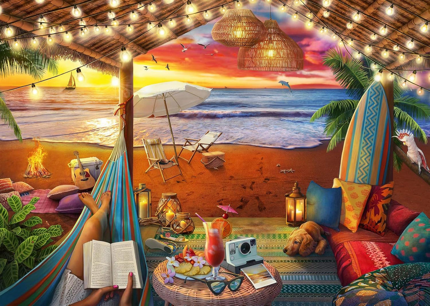 Ravensburger Puzzle 16795 - Atardecer en la playa - Puzzle de 500 piezas para adultos y niños mayores de 10 años con piezas de rompecabezas más grandes [Exclusivo en Amazon] Puzzle Naty Shop Single