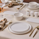 Juego de vajilla Karaca Stream Bone Bomo para 12 personas, juego de platos cuadrados elegantes, vajilla de porcelana blanca elegante