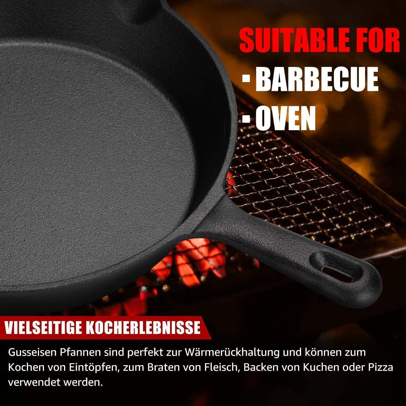 Sartén grill de hierro fundido OVERMONT con asa Ollas y Sartenes Naty Shop