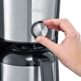 SEVERIN Cafetera espresso "TypeSwitch" con jarra térmica, AromaSwitch para elegir entre 2 perfiles de preparación, cafetera para hasta 10 tazas, 1000W, acero inoxidable cepillado-negro, KA 4845