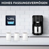 Rowenta Adagio Cafetera Espresso con Filtro, Jarra Térmica de Acero Inoxidable, Mantiene el Café Caliente hasta 4 Horas, Capacidad para 10-15 Tazas, Capacidad de 1,25 L, Cesta de Filtro Extraíble, Apagado Automático, Negra, CT3818