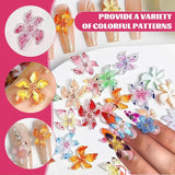 Juego de 50 colgantes de uñas 3D Blume, Bunte Nageldesign Zubehör, Nägel Charms y Nagel Art Charms, perfecto para Nailart, Maniküre Dekoration y DIY Nageldesign