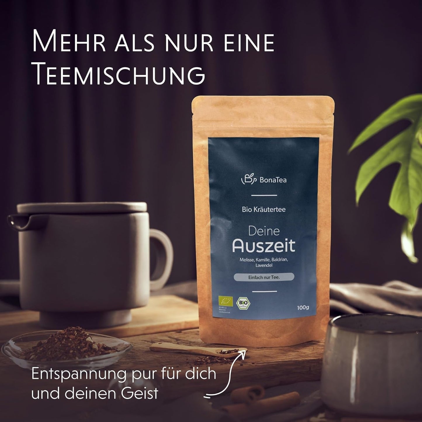 Té de noche BIO 100 g - Su descanso con valeriana, lavanda, melisa, manzanilla, mezcla de infusiones para relajarse por la noche