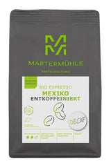 Martermühle Mexiko Bio Espressobohnen entkoffeiniert 1kg mittelkräftig I Arábica I Sabor: Turrón, Zartbitterschokolade I Ganze Bio Espresso-Bohnen schonend geröstet, säurearm