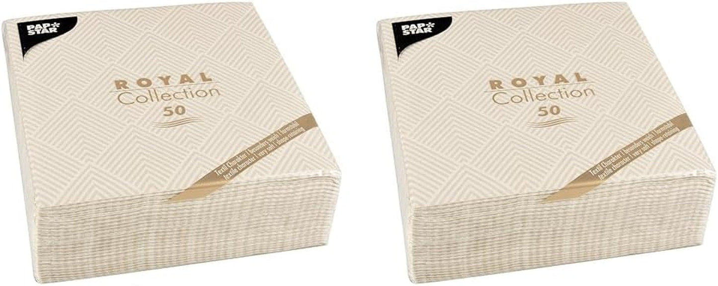Papstar, 50 servilletas "ROYAL Collection" pliegue 1/4 40 Cm X 40 Cm champagne "Elegance", #86497