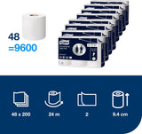Papel higiénico Tork Small Roll White T4, Advanced, 2 capas, 48×200 hojas, 472161