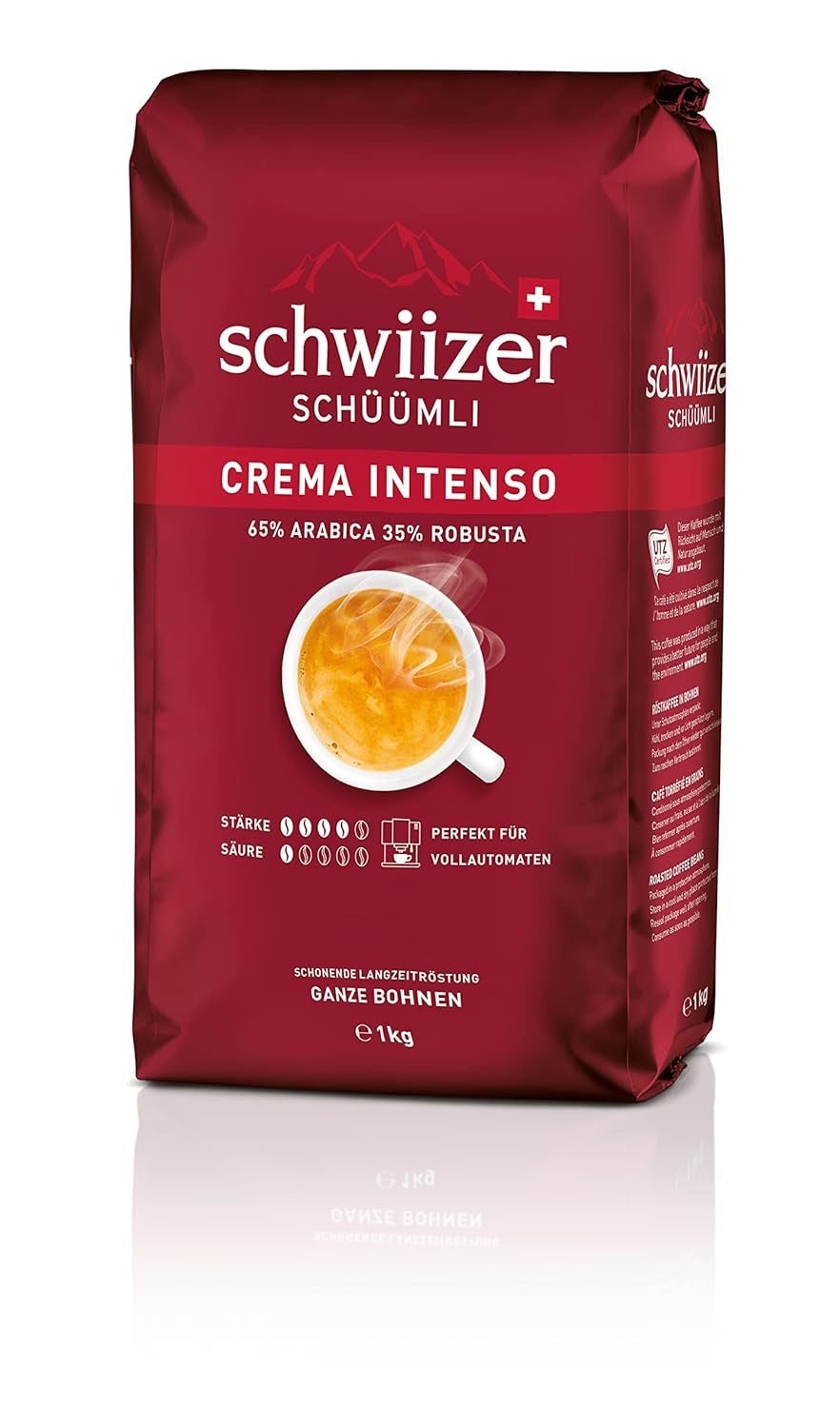 Schwiizer Schüümli Intenso, cápsula, café molido 1kg - Intensidad 4/5 - Certificado UTZ (paquete de 4)